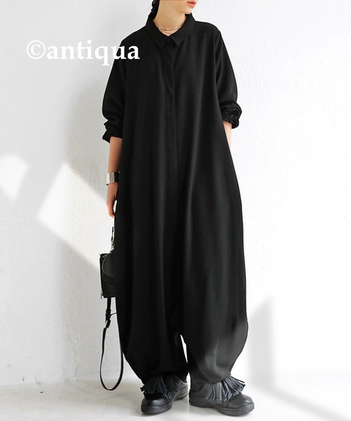 antiqua（アンティカ）の「リラクシーな大人印象。シャツオールインワン（サロペット/オーバーオール・レディース・ブラック/カーキ・FREE）」の20枚目の写真