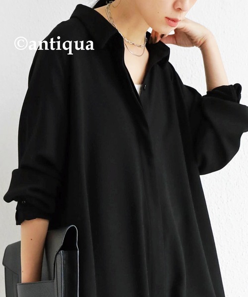 antiqua（アンティカ）の「リラクシーな大人印象。シャツオールインワン（サロペット/オーバーオール・レディース・ブラック/カーキ・FREE）」の19枚目の写真