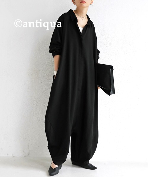 antiqua（アンティカ）の「リラクシーな大人印象。シャツオールインワン（サロペット/オーバーオール・レディース・ブラック/カーキ・FREE）」の17枚目の写真