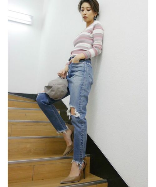 GYDA（ジェイダ）の「デコルテデザインタイトニットTOPS（ニット/セーター・レディース・ブラック/オフホワイト/その他/その他2・FREE）」の19枚目の写真