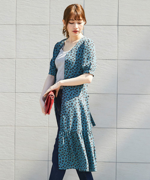 &. NOSTALGIA（アンドドットノスタルジア）の「小花柄VネックガウンOP（ワンピース・レディース・ブラック/ブルー・S/M）」の11枚目の写真