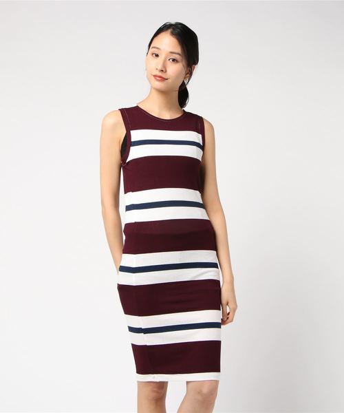 Of United Benetton テレコマルチボーダーワンピース ワンピース Benetton United Benetton ベネトンユナイテッドカラーズオブベネトン のファッション Of セール Colors