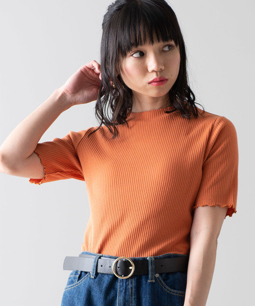 WEGO（ウィゴー）の「WEGO/リブメロウハイネックTシャツ（Tシャツ/カットソー・レディース・ホワイト/ブラック/カーキ/イエロー/オレンジ/ライトブラウン/パープル・FREE）」の7枚目の写真