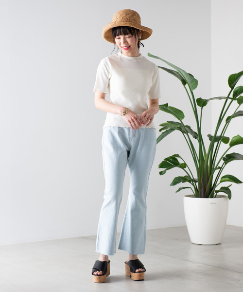 WEGO（ウィゴー）の「WEGO/リブメロウハイネックTシャツ（Tシャツ/カットソー・レディース・ホワイト/ブラック/カーキ/イエロー/オレンジ/ライトブラウン/パープル・FREE）」の8枚目の写真