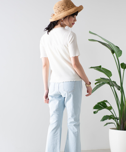 WEGO（ウィゴー）の「WEGO/リブメロウハイネックTシャツ（Tシャツ/カットソー・レディース・ホワイト/ブラック/カーキ/イエロー/オレンジ/ライトブラウン/パープル・FREE）」の10枚目の写真