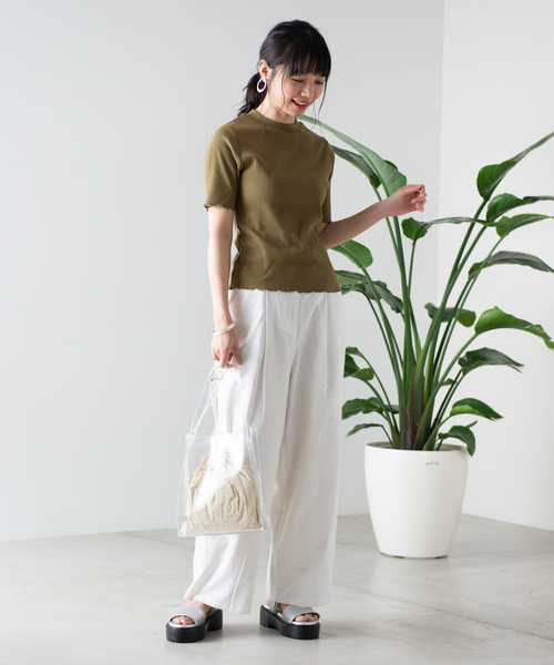 WEGO（ウィゴー）の「WEGO/リブメロウハイネックTシャツ（Tシャツ/カットソー・レディース・ホワイト/ブラック/カーキ/イエロー/オレンジ/ライトブラウン/パープル・FREE）」の15枚目の写真