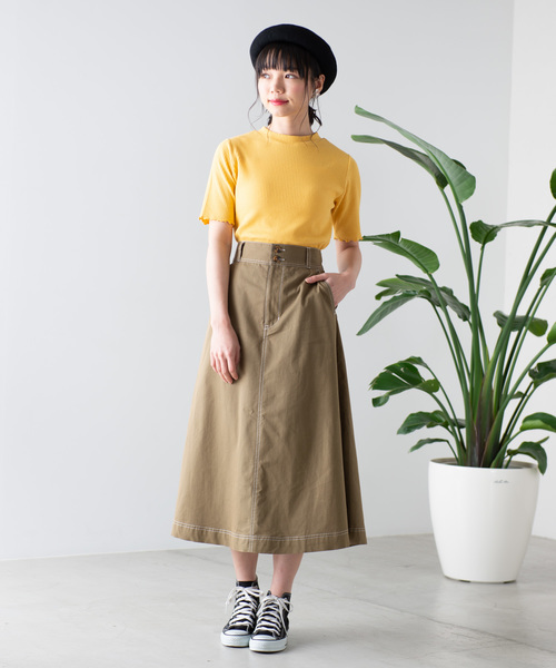 WEGO（ウィゴー）の「WEGO/リブメロウハイネックTシャツ（Tシャツ/カットソー・レディース・ホワイト/ブラック/カーキ/イエロー/オレンジ/ライトブラウン/パープル・FREE）」の17枚目の写真