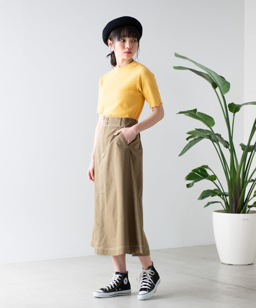 WEGO（ウィゴー）の「WEGO/リブメロウハイネックTシャツ（Tシャツ/カットソー・レディース・ホワイト/ブラック/カーキ/イエロー/オレンジ/ライトブラウン/パープル・FREE）」の18枚目の写真