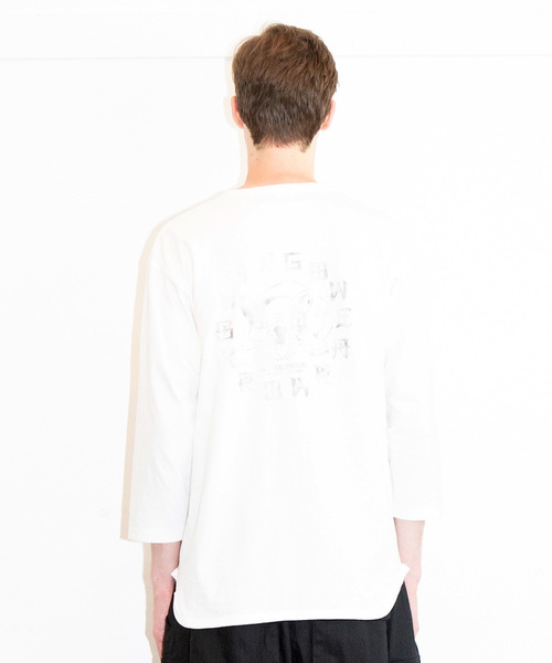 VIRGOwearworks(ヴァルゴウェアワークス)の「CIRCLE HAPPY EMB 3/4(Tシャツ/カットソー・メンズ・インディゴブルー/ホワイト/ブラック・4/2/3)」の4枚目の写真
