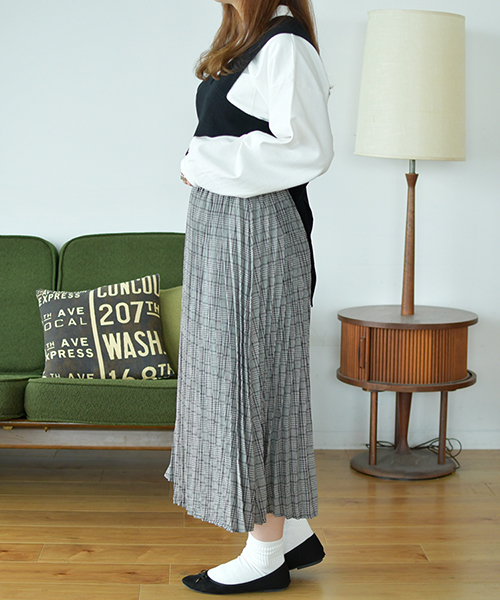 PairPair（ペアペア）の「チェックプリーツロングスカート（スカート・レディース・ブラック/ダークブラウン・FREE）」の11枚目の写真