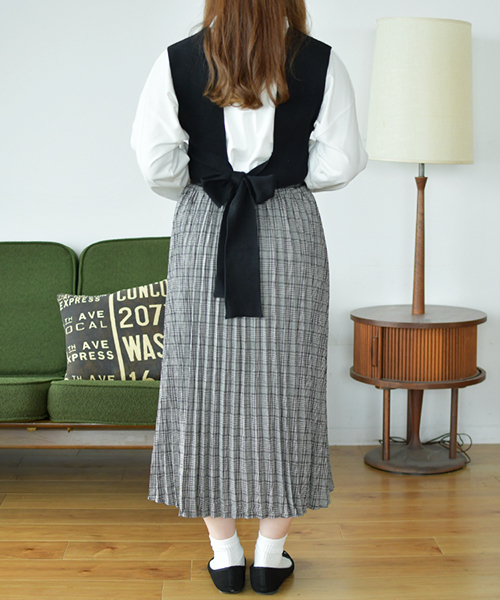 PairPair（ペアペア）の「チェックプリーツロングスカート（スカート・レディース・ブラック/ダークブラウン・FREE）」の12枚目の写真