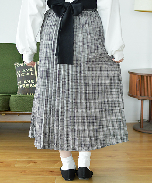PairPair（ペアペア）の「チェックプリーツロングスカート（スカート・レディース・ブラック/ダークブラウン・FREE）」の15枚目の写真