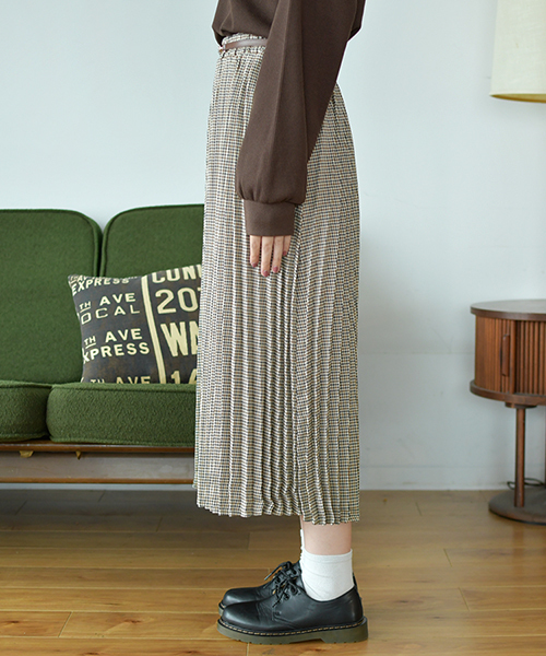 PairPair（ペアペア）の「チェックプリーツロングスカート（スカート・レディース・ブラック/ダークブラウン・FREE）」の8枚目の写真