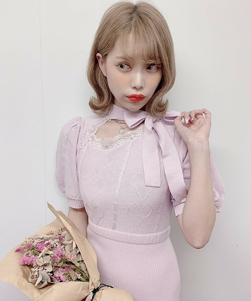 Swan Kiss スワンキス HB cable puff knit O/P Swankiss（スワンキス）の「HB knit tight O/P（ワンピース