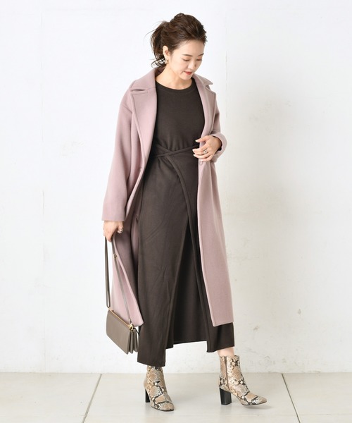 DouDou（ドゥドゥ）の「配色マルチワンピース（ワンピース・レディース・オフホワイト/ベージュ/ブラウン・FREE）」の4枚目の写真