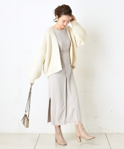 DouDou（ドゥドゥ）の「配色マルチワンピース（ワンピース・レディース・オフホワイト/ベージュ/ブラウン・FREE）」の6枚目の写真