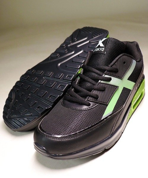 KOM ORIGINAL（ケーオーエム オリジナル）の「【X TOKYO】 メンズカジュアル ハイテクスニーカー（スニーカー・メンズ・ブラック×グリーン/ブラック×レッド・25/25.5/26/26.5/27/28）」の8枚目の写真