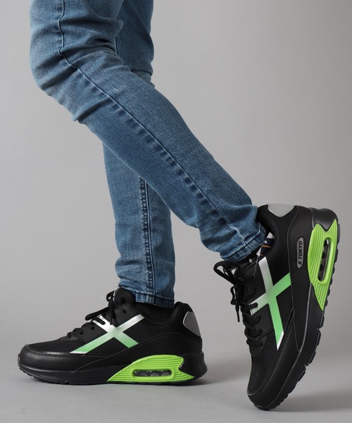 KOM ORIGINAL（ケーオーエム オリジナル）の「【X TOKYO】 メンズカジュアル ハイテクスニーカー（スニーカー・メンズ・ブラック×グリーン/ブラック×レッド・25/25.5/26/26.5/27/28）」の11枚目の写真