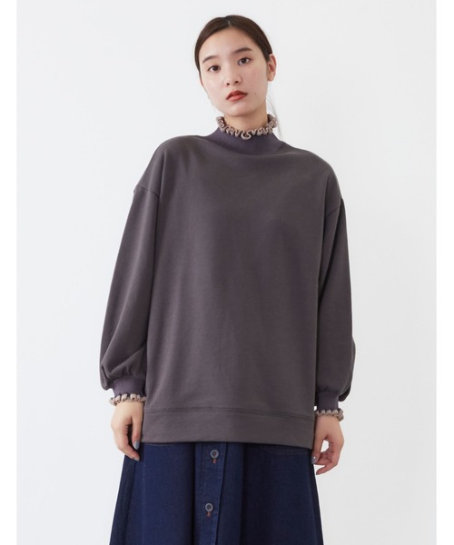 POU DOU DOU(プードゥドゥ)の「ニットフリルリブ使いプルオーバー(Tシャツ/カットソー・レディース・ベージュ/ピンク/ダークグレー・3)」の2枚目の写真