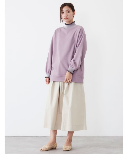 POU DOU DOU(プードゥドゥ)の「ニットフリルリブ使いプルオーバー(Tシャツ/カットソー・レディース・ベージュ/ピンク/ダークグレー・3)」の4枚目の写真