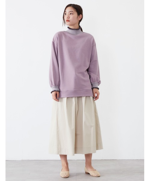 POU DOU DOU(プードゥドゥ)の「ニットフリルリブ使いプルオーバー(Tシャツ/カットソー・レディース・ベージュ/ピンク/ダークグレー・3)」の5枚目の写真