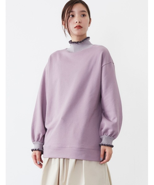 POU DOU DOU(プードゥドゥ)の「ニットフリルリブ使いプルオーバー(Tシャツ/カットソー・レディース・ベージュ/ピンク/ダークグレー・3)」の6枚目の写真