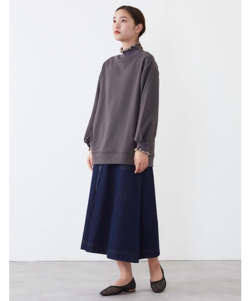 POU DOU DOU(プードゥドゥ)の「ニットフリルリブ使いプルオーバー(Tシャツ/カットソー・レディース・ベージュ/ピンク/ダークグレー・3)」の8枚目の写真