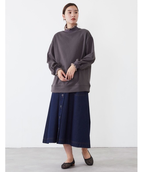 POU DOU DOU(プードゥドゥ)の「ニットフリルリブ使いプルオーバー(Tシャツ/カットソー・レディース・ベージュ/ピンク/ダークグレー・3)」の9枚目の写真