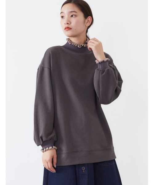 POU DOU DOU(プードゥドゥ)の「ニットフリルリブ使いプルオーバー(Tシャツ/カットソー・レディース・ベージュ/ピンク/ダークグレー・3)」の10枚目の写真