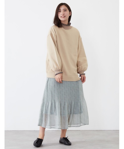 POU DOU DOU(プードゥドゥ)の「ニットフリルリブ使いプルオーバー(Tシャツ/カットソー・レディース・ベージュ/ピンク/ダークグレー・3)」の12枚目の写真