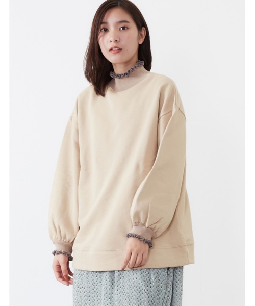 POU DOU DOU(プードゥドゥ)の「ニットフリルリブ使いプルオーバー(Tシャツ/カットソー・レディース・ベージュ/ピンク/ダークグレー・3)」の14枚目の写真