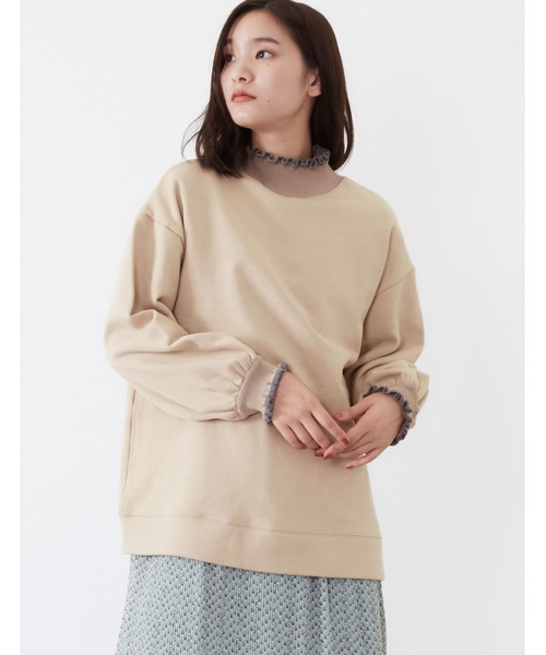 POU DOU DOU(プードゥドゥ)の「ニットフリルリブ使いプルオーバー(Tシャツ/カットソー・レディース・ベージュ/ピンク/ダークグレー・3)」の15枚目の写真