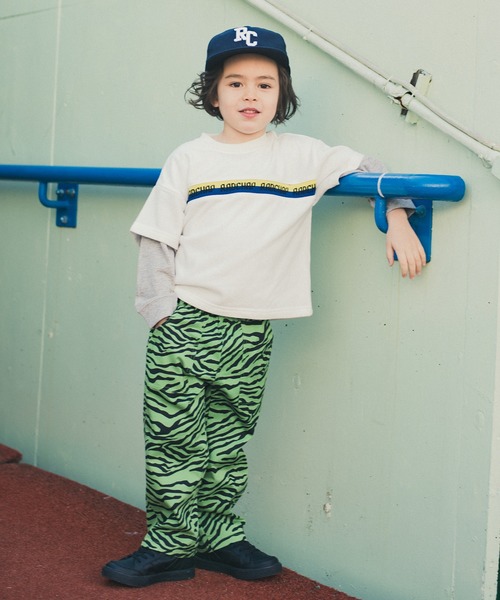 RADCHAP（ラッドチャップ）の「ゼブラ柄ロングパンツ（その他パンツ・キッズ・オフホワイト/ライトグリーン・90cm/110cm/100cm/120cm/130cm/140cm/150cm）」の3枚目の写真