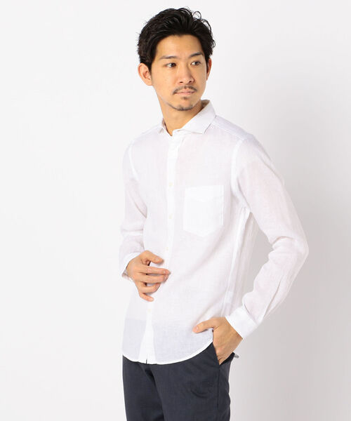 GLOSTER(グロスター)の「French linen フレンチリネン カッタウェイ シャツ(シャツ/ブラウス・メンズ・ホワイト/ライトブルー/インディゴブルー/グリーン/ブルー系その他/ブルー系その他2・S/M/L/XL)」の2枚目の写真