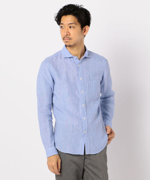 GLOSTER(グロスター)の「French linen フレンチリネン カッタウェイ シャツ(シャツ/ブラウス・メンズ・ホワイト/ライトブルー/インディゴブルー/グリーン/ブルー系その他/ブルー系その他2・S/M/L/XL)」の4枚目の写真