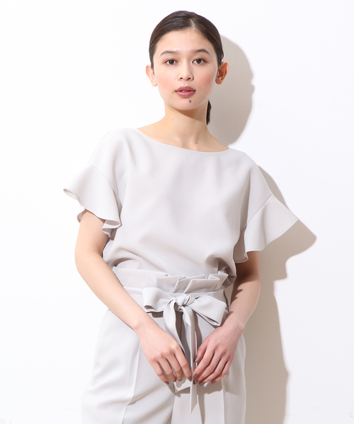 Tiara（ティアラ）の「2way麻調フリルブラウス（シャツ/ブラウス・レディース・グリーン系その他/ブラウン/グレー系その他/チャコールグレー・FREE）」の3枚目の写真