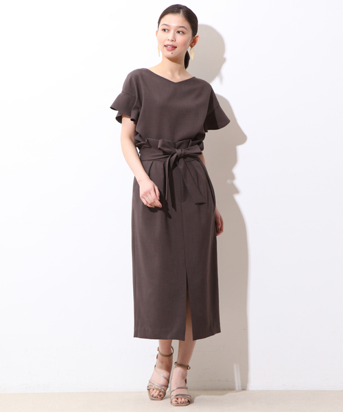 Tiara（ティアラ）の「2way麻調フリルブラウス（シャツ/ブラウス・レディース・グリーン系その他/ブラウン/グレー系その他/チャコールグレー・FREE）」の8枚目の写真