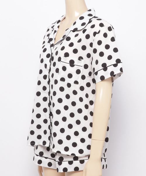 DING（ディング）の「DING/【2点セット】ドットルームウェア（ルームウェア/パジャマ・レディース・ホワイト/ブラック・FREE）」の3枚目の写真