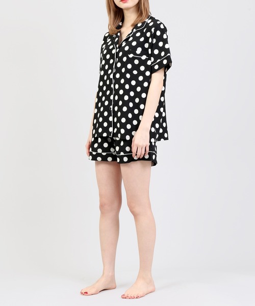 DING（ディング）の「DING/【2点セット】ドットルームウェア（ルームウェア/パジャマ・レディース・ホワイト/ブラック・FREE）」の7枚目の写真