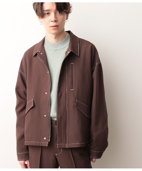 JUNRED(ジュンレッド)の「【セットアップ可能】ラスターツイルショートブルゾン(ブルゾン・メンズ・ブラック/ダークブラウン・S/M/L)」の2枚目の写真