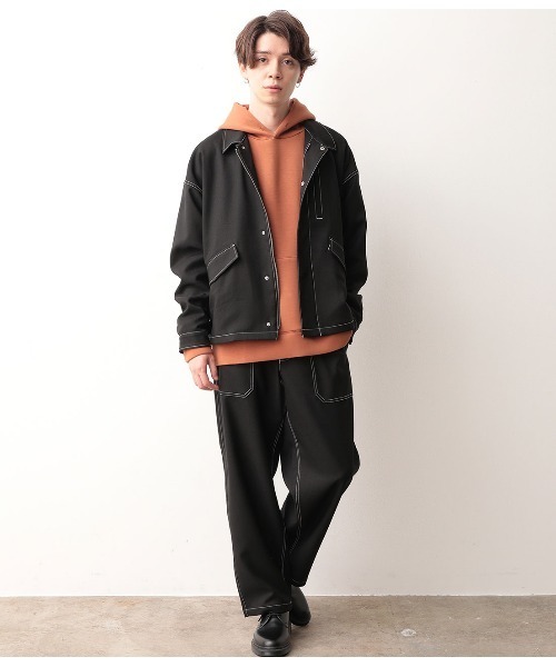 JUNRED(ジュンレッド)の「【セットアップ可能】ラスターツイルショートブルゾン(ブルゾン・メンズ・ブラック/ダークブラウン・S/M/L)」の3枚目の写真