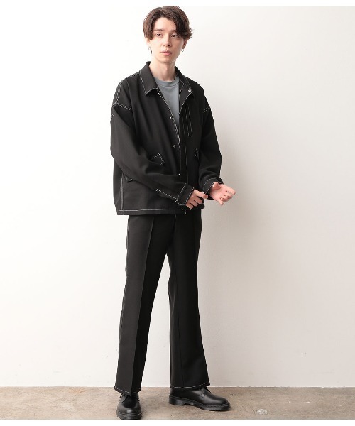 JUNRED(ジュンレッド)の「【セットアップ可能】ラスターツイルショートブルゾン(ブルゾン・メンズ・ブラック/ダークブラウン・S/M/L)」の4枚目の写真