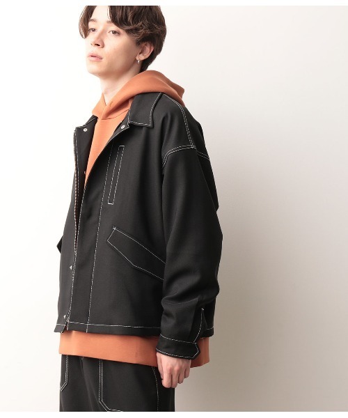 JUNRED(ジュンレッド)の「【セットアップ可能】ラスターツイルショートブルゾン(ブルゾン・メンズ・ブラック/ダークブラウン・S/M/L)」の5枚目の写真