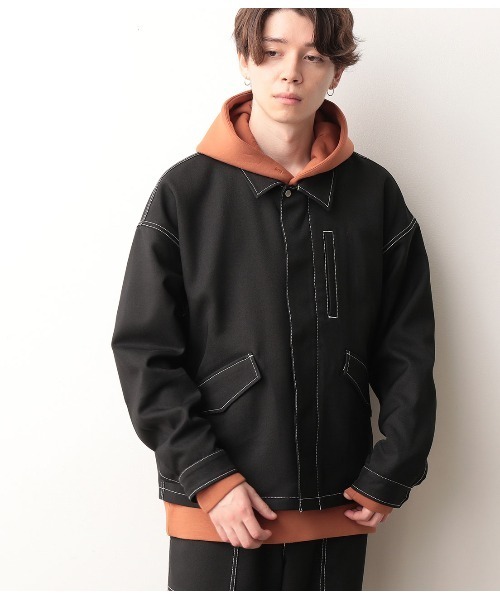 JUNRED(ジュンレッド)の「【セットアップ可能】ラスターツイルショートブルゾン(ブルゾン・メンズ・ブラック/ダークブラウン・S/M/L)」の6枚目の写真