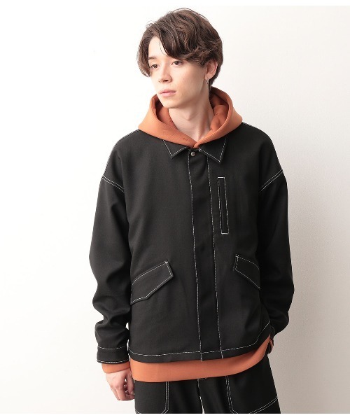 JUNRED(ジュンレッド)の「【セットアップ可能】ラスターツイルショートブルゾン(ブルゾン・メンズ・ブラック/ダークブラウン・S/M/L)」の7枚目の写真