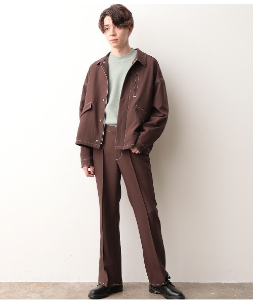 JUNRED(ジュンレッド)の「【セットアップ可能】ラスターツイルショートブルゾン(ブルゾン・メンズ・ブラック/ダークブラウン・S/M/L)」の8枚目の写真