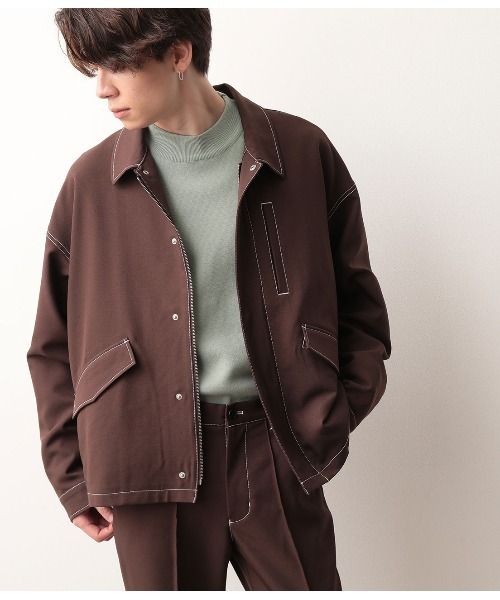 JUNRED(ジュンレッド)の「【セットアップ可能】ラスターツイルショートブルゾン(ブルゾン・メンズ・ブラック/ダークブラウン・S/M/L)」の10枚目の写真