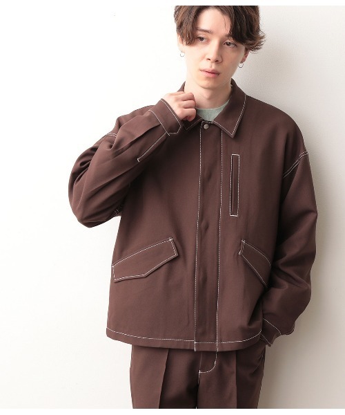 JUNRED(ジュンレッド)の「【セットアップ可能】ラスターツイルショートブルゾン(ブルゾン・メンズ・ブラック/ダークブラウン・S/M/L)」の11枚目の写真