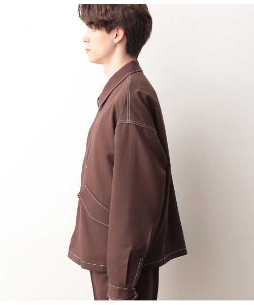 JUNRED(ジュンレッド)の「【セットアップ可能】ラスターツイルショートブルゾン(ブルゾン・メンズ・ブラック/ダークブラウン・S/M/L)」の12枚目の写真