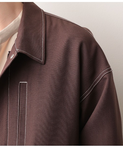 JUNRED(ジュンレッド)の「【セットアップ可能】ラスターツイルショートブルゾン(ブルゾン・メンズ・ブラック/ダークブラウン・S/M/L)」の14枚目の写真